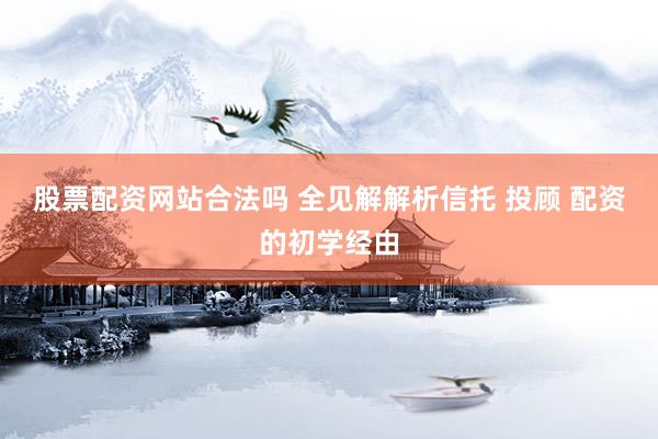 股票配资网站合法吗 全见解解析信托 投顾 配资的初学经由