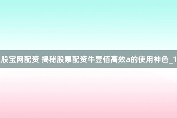 股宝网配资 揭秘股票配资牛壹佰高效a的使用神色_1